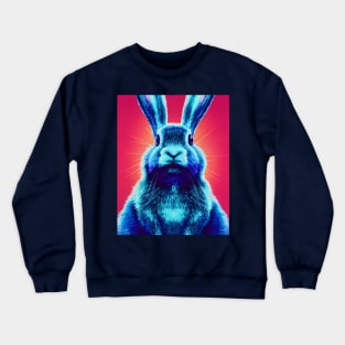 Blue rabbit on a pink background. Crewneck Sweatshirt